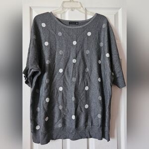 Love Scarlett Short Sleeve Silver Metallic Polka Dot Sweater Women Plus Size 2x